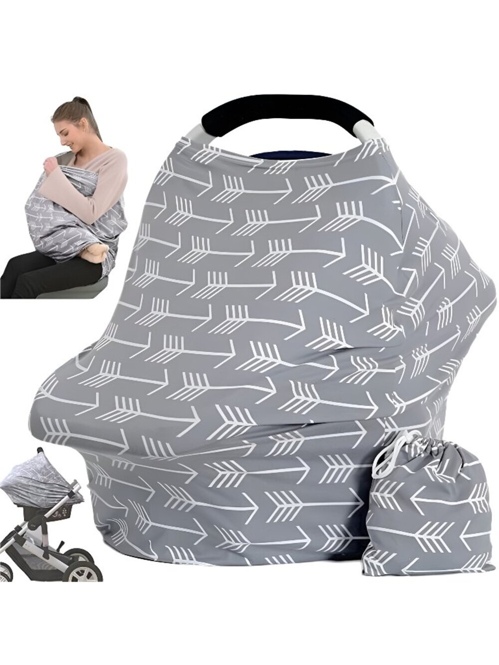 Car Seat Canopy Breastfeeding Cover - Multi Use Baby Stroller and Carseat Cover